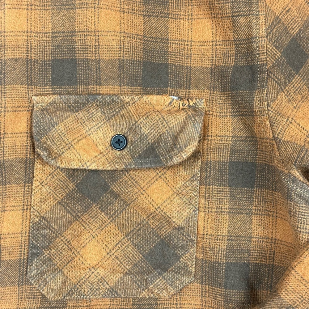 Howitzer Patriot Mfg Co Mens XL Orange Brown Plaid Flannel Button Up Shirt - Picture 3 of 9